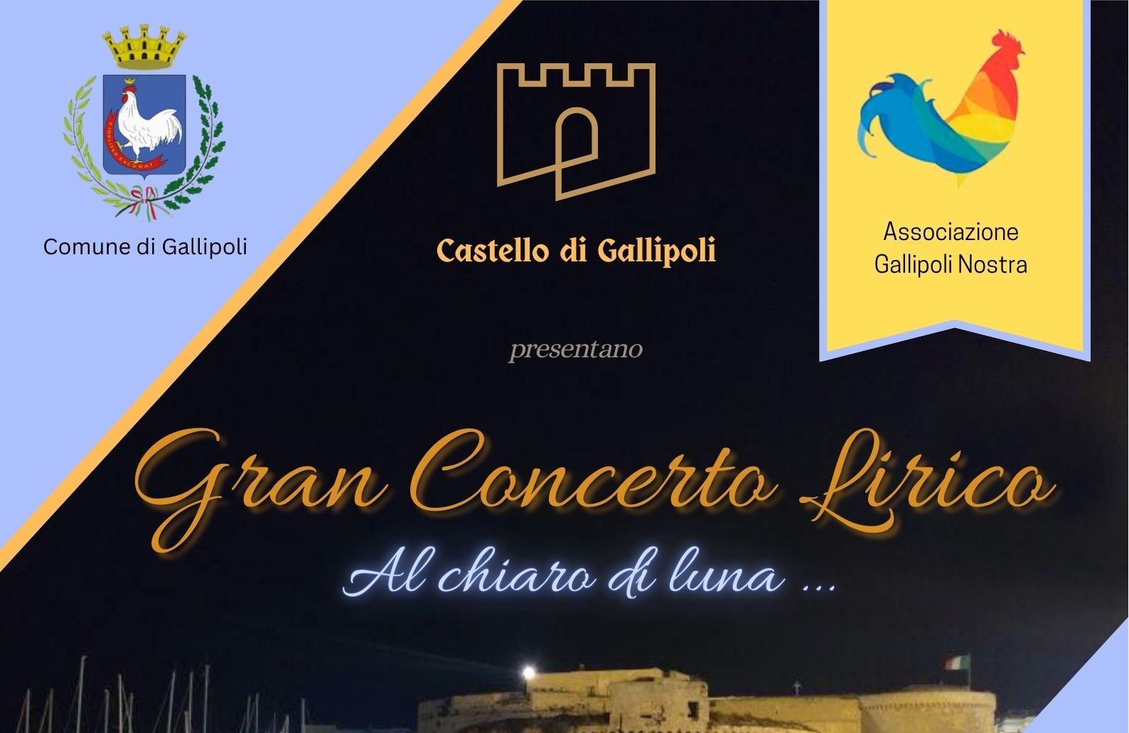 PARTICOLARE DELLA LOCANDINA DEL concerto AL castello GALLIPOLI 18 agosto 2024