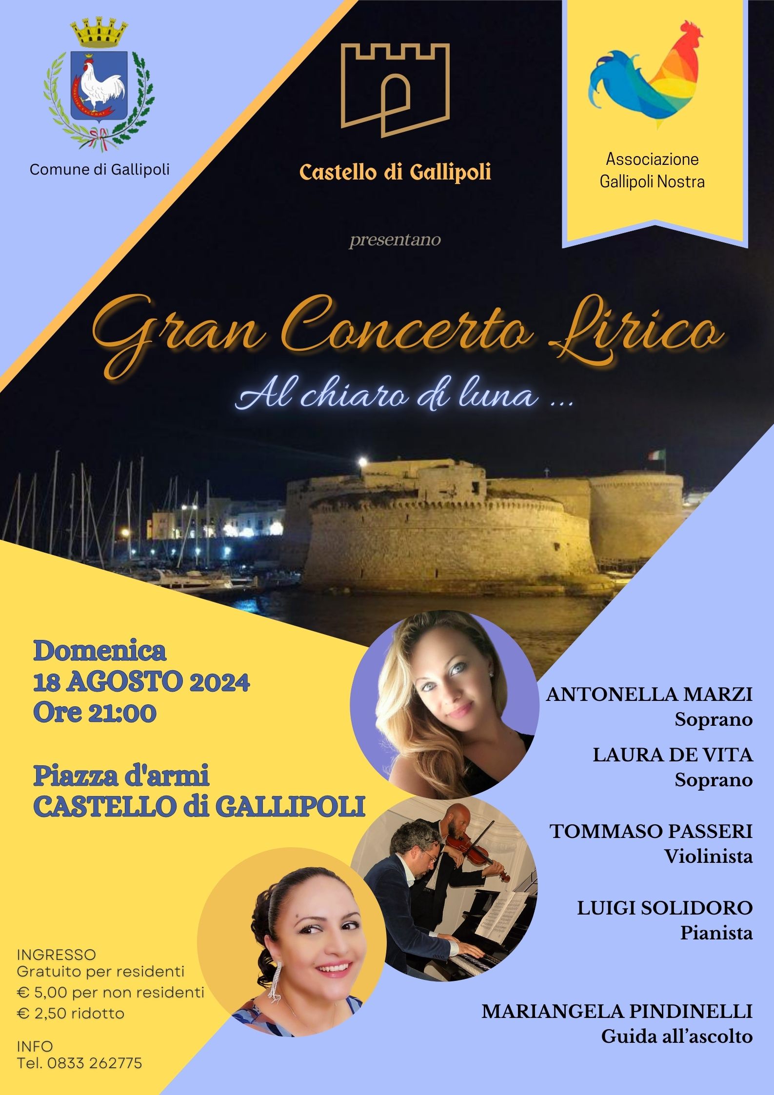 LOCANDINA DEL concerto AL castello GALLIPOLI 18 agosto 2024