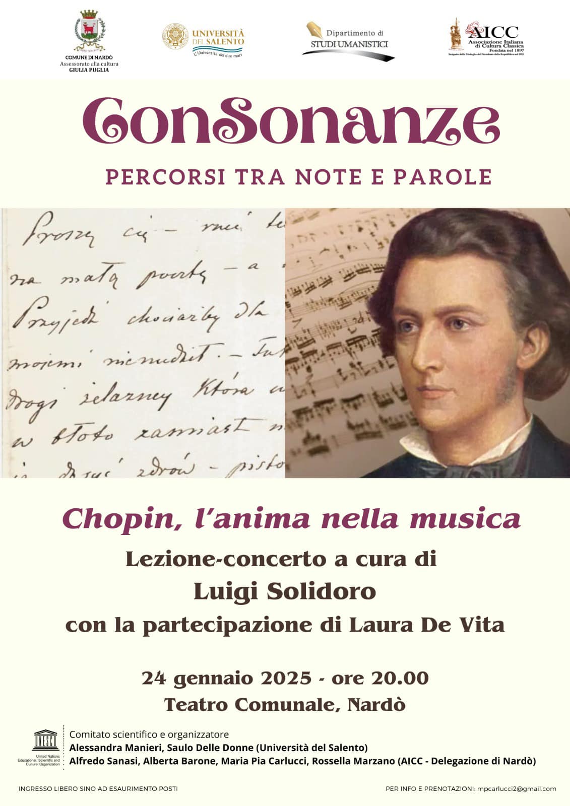 locandina lezione-concerto di Luigi Solidoro su CHOPIN